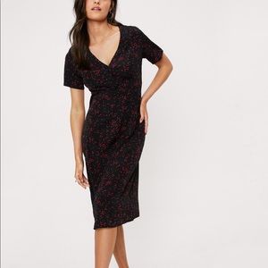 Nasty Gal V Neck Polka Dot Midi Dress